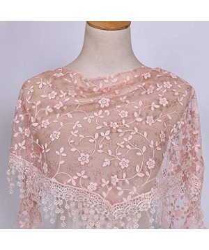 Robes Womens Scarf Lightweight Lace Sheer Triangle Fashion Scarves for Women Floral Shawl with Tassel Wrap Capes Robe Khaki -...