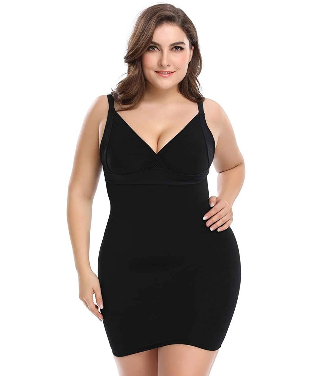 Shapewear Shapewear Slip for Women Plus Size Full Body Shaping Control Slip Seamless Body Shaper Slimmer - Black - CM18M06A2MC