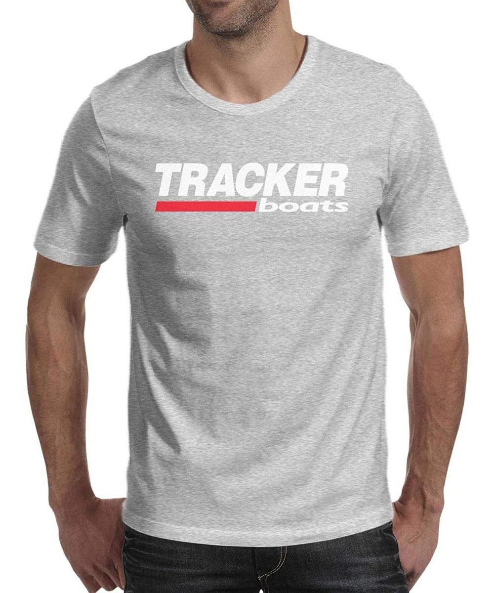 Undershirts Men Friends Shirts Comfort Soft Tracker-Boats-Logo-White- Sports Short Sleeve T-Shirts - Grey-117 - CJ18W72U6KY