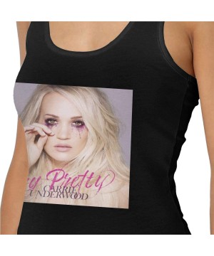 Camisoles & Tanks Carrie Underwood Cry Pretty Woman's Sexy Undershirts Sports Vest T-Shirt Black - Black - C719DUD43IG