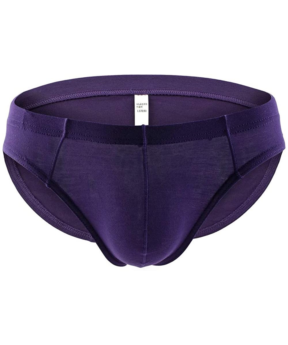 Briefs Men's Underwear- Mens Low Waist Boxers Briefs Men Underpants Soft Shorts - Purple-c - C7192UELZSS