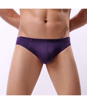 Briefs Men's Underwear- Mens Low Waist Boxers Briefs Men Underpants Soft Shorts - Purple-c - C7192UELZSS