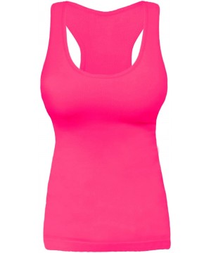 Camisoles & Tanks Rib Racerback Tank Top Camisole One Size - Neon Pink - CB11MV9MHT7