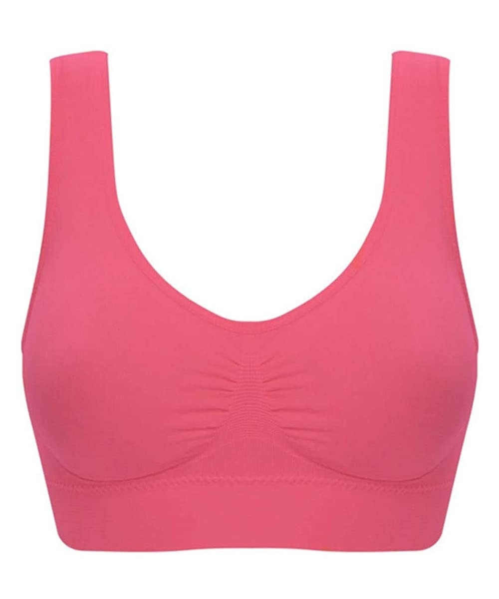 Bustiers & Corsets 3PC Women Pure Color Plus Size Sports Bra Vest Full Cup Lingerie Workout Fitness Yoga Underwear - Hot Pink...