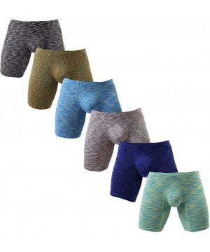 Boxer Briefs Men's No Ride Up Boxer Briefs Long Leg Underwear Low Rise Trunks with Pouch - 6 Pack Mixed Color - CL18DCR9687