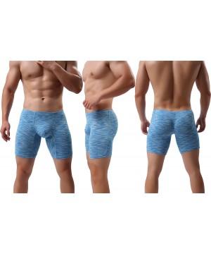 Boxer Briefs Men's No Ride Up Boxer Briefs Long Leg Underwear Low Rise Trunks with Pouch - 6 Pack Mixed Color - CL18DCR9687