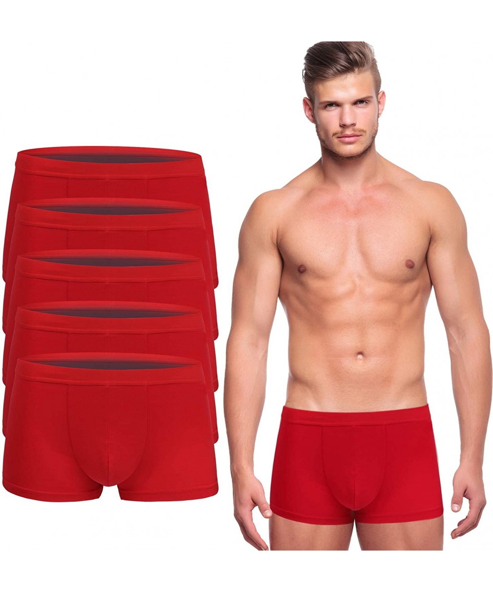 Boxer Briefs 5 Pack Boxer Briefs for Men Pack- Reathable Comfortable Cotton Sport Underwear - Red - CF193Z06MWE