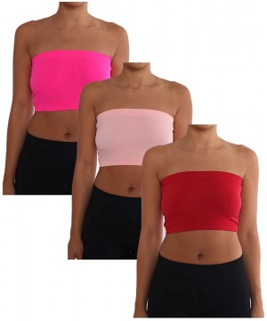 Camisoles & Tanks Women's Combo Pack One Size Strapless Base Bra Layer Bandeau Seamless Tube Top Regular and Plus Sizes - Neo...