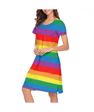 Nightgowns & Sleepshirts Women Nightdress Gay Pride Rainbow Rainbow Colors Short Sleeve Long Skirt Soft Breathable Casual Sle...