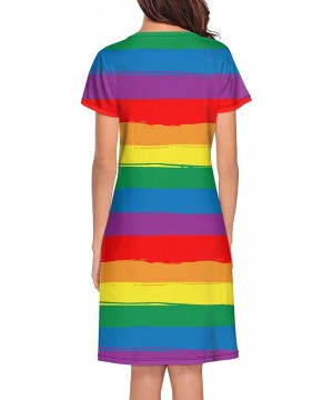 Nightgowns & Sleepshirts Women Nightdress Gay Pride Rainbow Rainbow Colors Short Sleeve Long Skirt Soft Breathable Casual Sle...