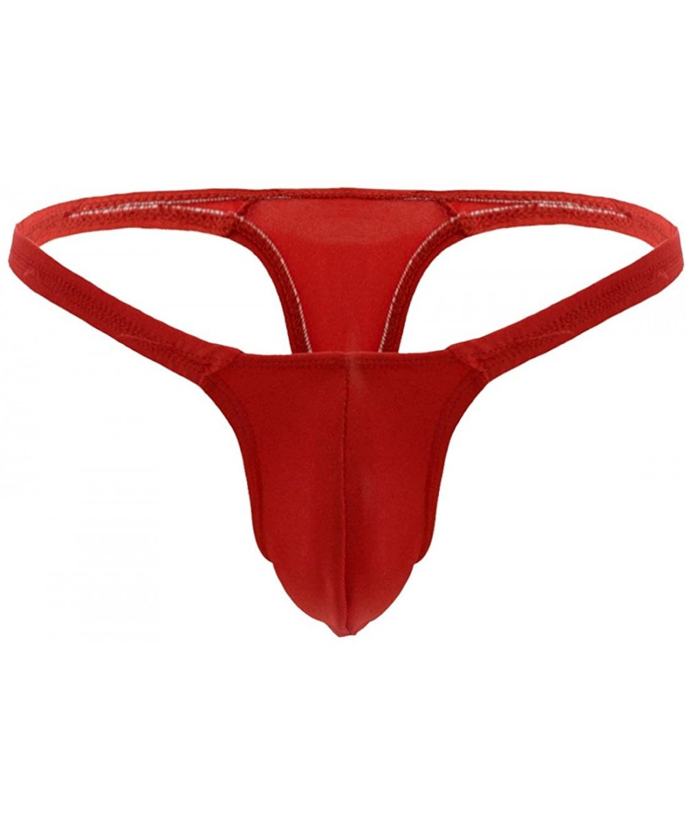 G-Strings & Thongs Mens Low Rise Bulge Pouch G-String Thong Bikini Briefs Lingerie Underwear Swimwear - Red - CN190OD38SR