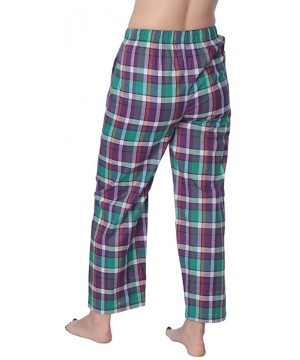 Bottoms Women's Cotton Blend Plaid Woven Lounge Pants Available in Plus Size - Green Purple and White Plaids - CW18CSOCOXH