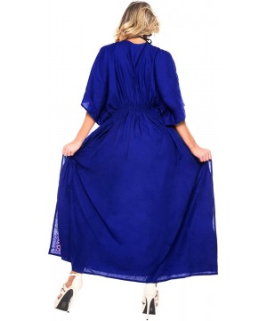 Nightgowns & Sleepshirts Women's Long Kaftan Swimsuit Cover Ups Sleep Casual Dress Embroidered - Blue_l462 - C512O0KV667