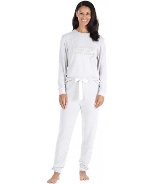 Sets Women's Long Sleeve- Soft Knit Loungewear Pajamas - Pajama Set- Oatmeal Melange - C918REWC25C