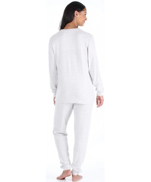 Sets Women's Long Sleeve- Soft Knit Loungewear Pajamas - Pajama Set- Oatmeal Melange - C918REWC25C