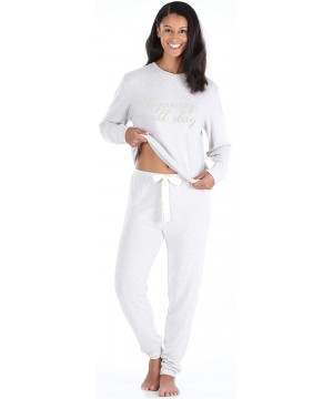 Sets Women's Long Sleeve- Soft Knit Loungewear Pajamas - Pajama Set- Oatmeal Melange - C918REWC25C