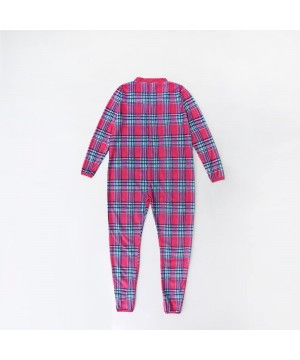 Nightgowns & Sleepshirts Women Fleece Onesie Pajamas Red Plaid - CB187I2YU7A