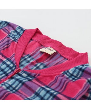 Nightgowns & Sleepshirts Women Fleece Onesie Pajamas Red Plaid - CB187I2YU7A