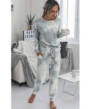 Sets Women's Tie Dye Pajamas Set Long Sleeves Two Pieces Pullover Tops and Pants PJ Sets Joggers Sleepwear Loungewear - Gray ...