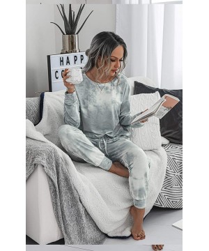 Sets Women's Tie Dye Pajamas Set Long Sleeves Two Pieces Pullover Tops and Pants PJ Sets Joggers Sleepwear Loungewear - Gray ...