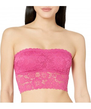 Bras Women's Longline Lace Bandeau Bralette with Removable Pads (for A-C cups) - Catcus Flower - C7188T098YM