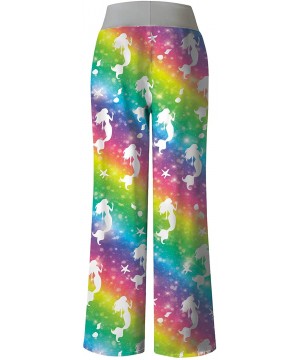 Bottoms Womens Pajama Bottoms Comfy Palazzo Lounge Pant Sleepwear - Multicolor Colorful - CG197X26LWK