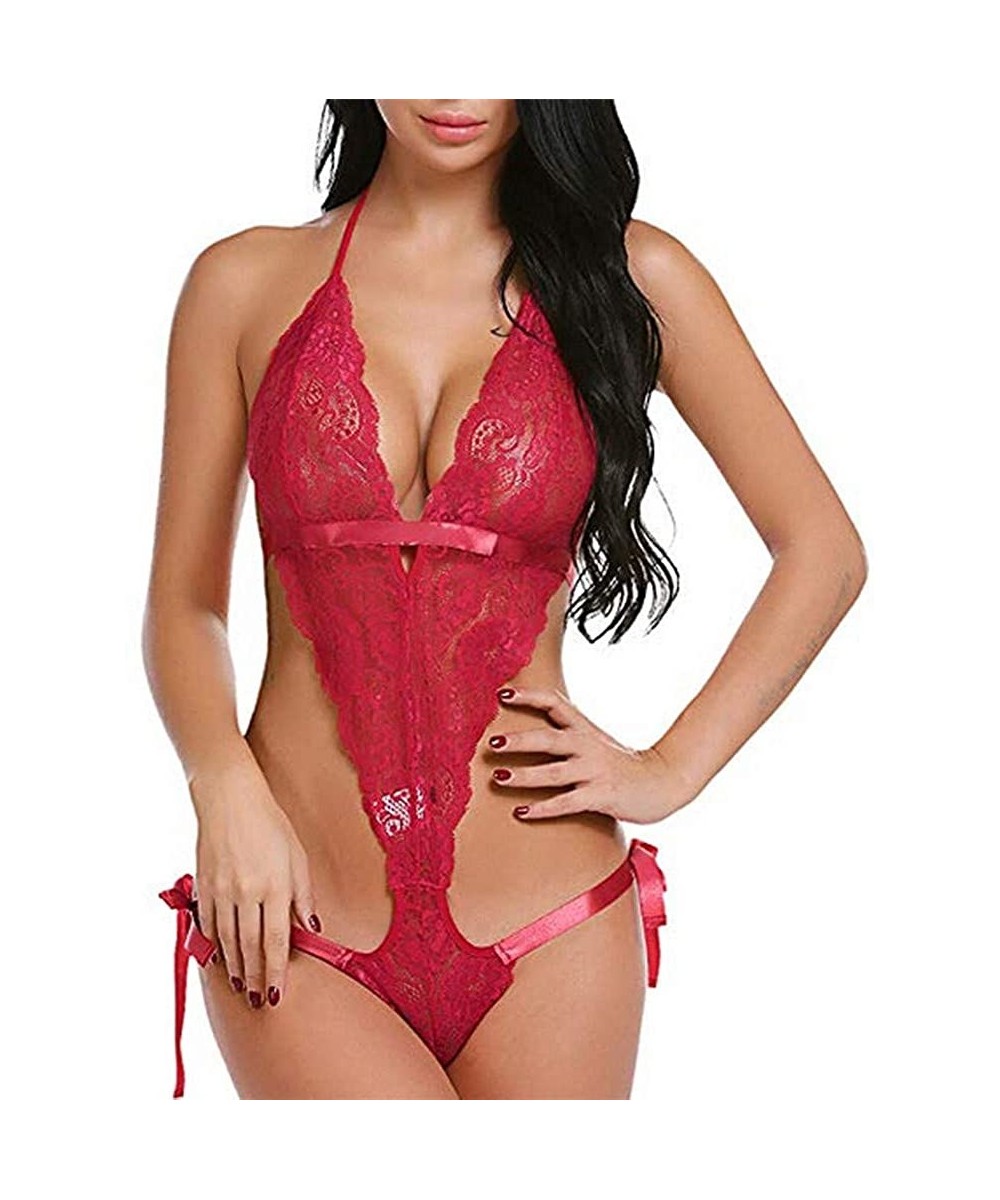 Baby Dolls & Chemises Lingerie for Women for Sex Womens Sexy Lingerie Lace Teddy Features Plunging Eyelash and Snaps Crotch -...