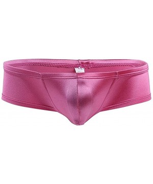 Boxer Briefs Men's Cap Cover Bulge Pouch Hipster Boxer Trunks Bikini Briefs Cheeky Underwear - Hot Pink - CI184XHIHRW