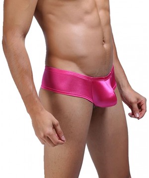 Boxer Briefs Men's Cap Cover Bulge Pouch Hipster Boxer Trunks Bikini Briefs Cheeky Underwear - Hot Pink - CI184XHIHRW