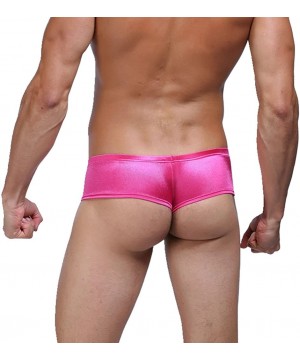 Boxer Briefs Men's Cap Cover Bulge Pouch Hipster Boxer Trunks Bikini Briefs Cheeky Underwear - Hot Pink - CI184XHIHRW