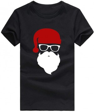 Thermal Underwear Unisex Xmas Tee Tops Round Neck Short Sleeve Funny Santa Claus Print Blouse Tshirt - Black - CD192N58HGA