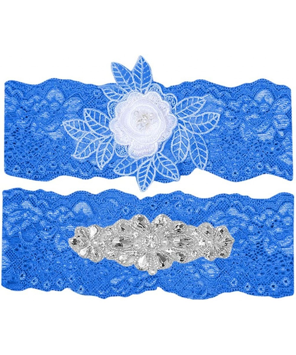 Garters & Garter Belts 2pcs Lace Wedding Garter for Brides .One for Keeps and one for Garter Throw! - Blue - CM18UZLO4G9