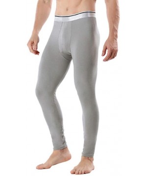 Thermal Underwear Men Long Johns Pant Classic Thermal Base Layer Thin Underwear Bottoms - Gray - CK192W8S0XQ