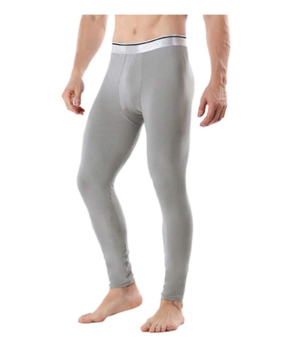 Thermal Underwear Men Long Johns Pant Classic Thermal Base Layer Thin Underwear Bottoms - Gray - CK192W8S0XQ