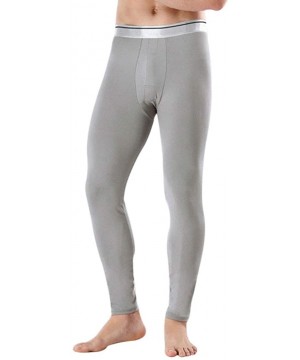 Thermal Underwear Men Long Johns Pant Classic Thermal Base Layer Thin Underwear Bottoms - Gray - CK192W8S0XQ