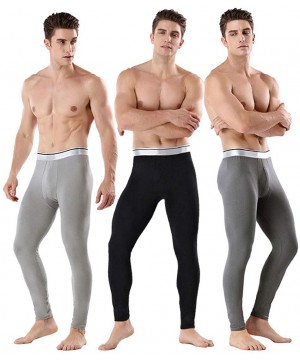 Thermal Underwear Men Long Johns Pant Classic Thermal Base Layer Thin Underwear Bottoms - Gray - CK192W8S0XQ