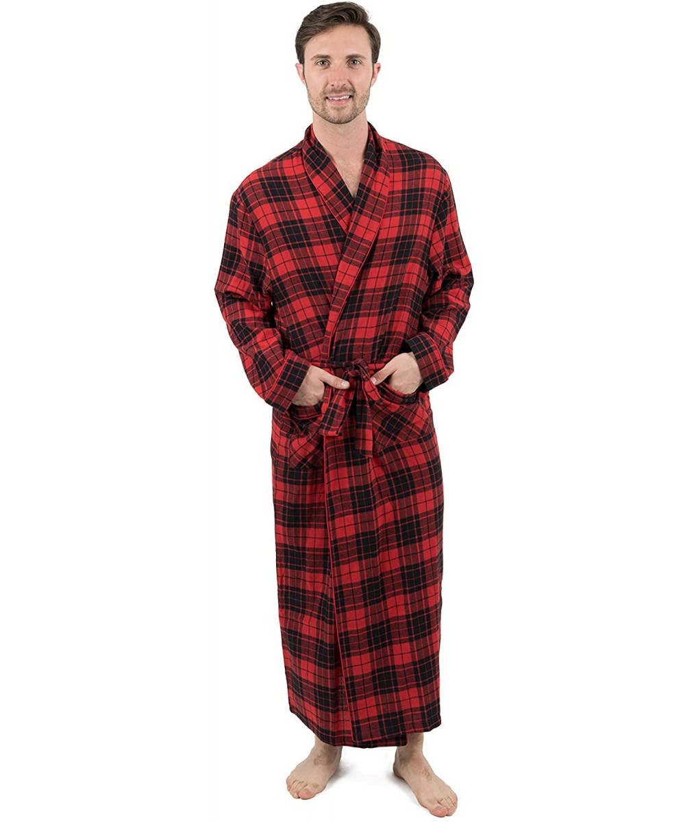 Robes Mens Flannel Robe Christmas Robe (Size Small-XXX-Large) - Black/Red - CO18IGHNYI4