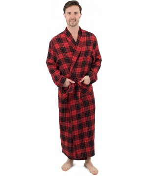 Robes Mens Flannel Robe Christmas Robe (Size Small-XXX-Large) - Black/Red - CO18IGHNYI4