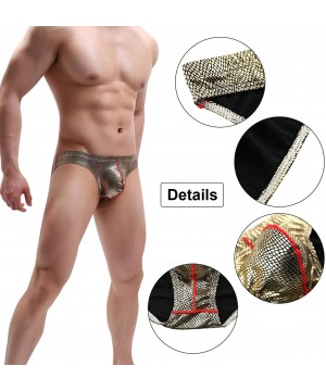 Boxer Briefs Men's Thongs Underwear Low Waist Boxer Briefs Bikini Bulge Enhancing Sexy Black Gold - Gold 3 - CW1974W8U2U