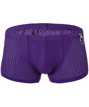 Boxer Briefs Men's Sexy Mesh Underwear Boxer Shorts Low Waist Breathable Boxer - Purple - C318YESINNH