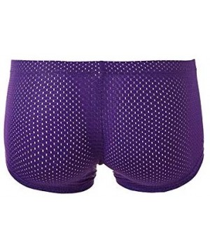 Boxer Briefs Men's Sexy Mesh Underwear Boxer Shorts Low Waist Breathable Boxer - Purple - C318YESINNH