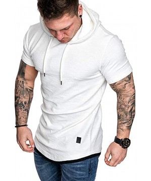 Sleep Tops Autumn Long Sleeve Plaid Hoodie Hooded Sweatshirt Top Tee Outwear BlouseMen - 01 White - CW18RX2ONHA