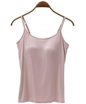 Camisoles & Tanks Women's Modal Built-in Bra Padded Active Camisole Short Sleeves Pajama Casual Tops T-Shirt - 111 Pink - C81...