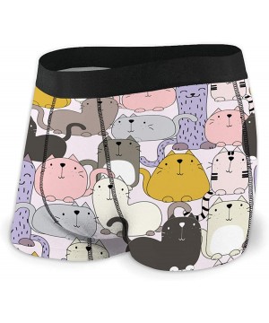 Boxer Briefs Mens Ultra Soft Modal Underwear Boxer Brief Cartoon Cats Colorful Seamless_F - Color3 - C31939AYXR7