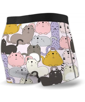 Boxer Briefs Mens Ultra Soft Modal Underwear Boxer Brief Cartoon Cats Colorful Seamless_F - Color3 - C31939AYXR7