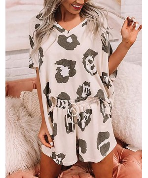 Sets Women's Tie Dye Print Pajama Set 2 Pieces Sleepwear Short Loungewear Nightwear S-2XL - White - CL1989TL75L