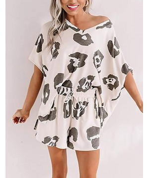 Sets Women's Tie Dye Print Pajama Set 2 Pieces Sleepwear Short Loungewear Nightwear S-2XL - White - CL1989TL75L