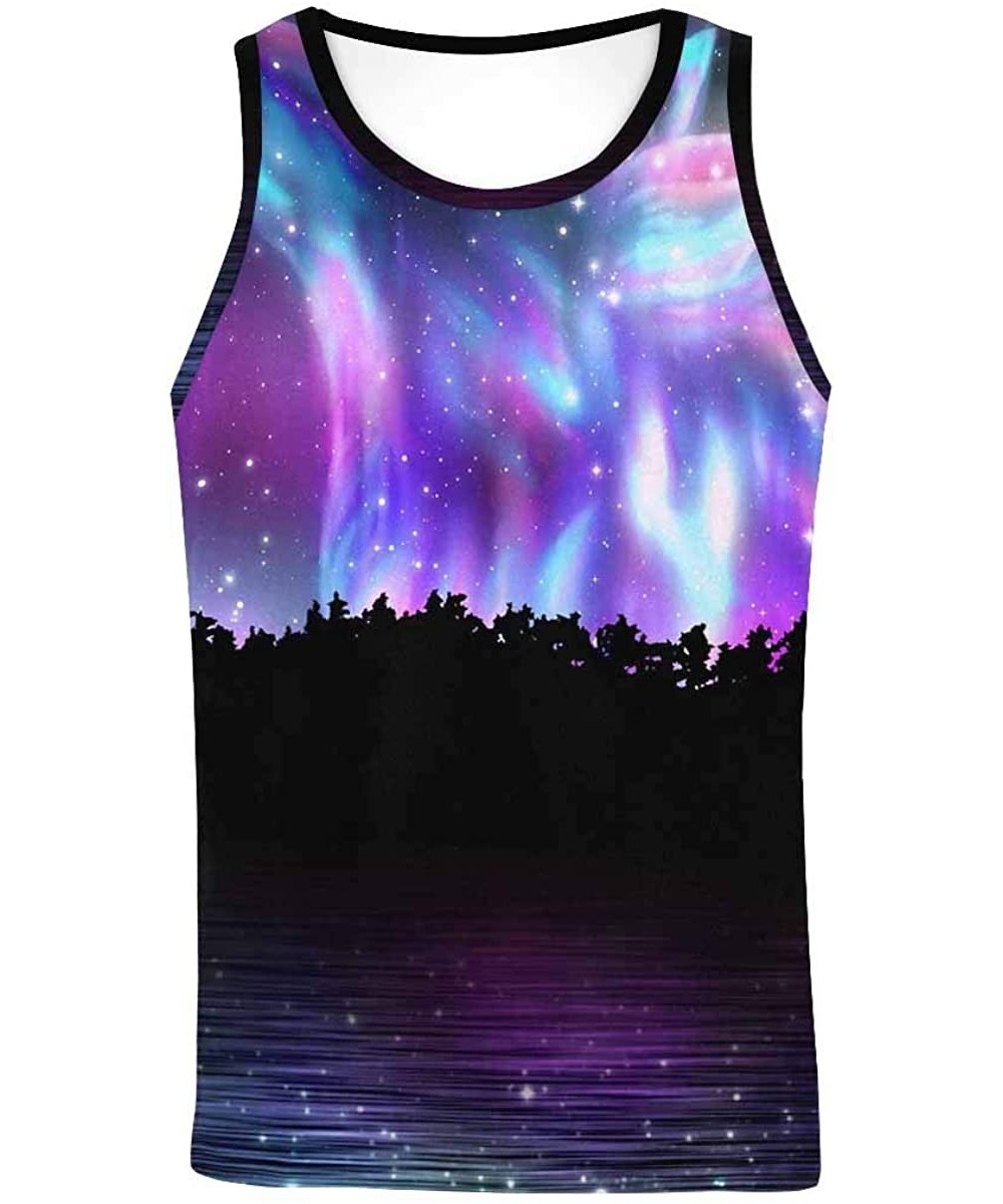 Undershirts Men's Muscle Gym Workout Training Sleeveless Tank Top Funny Sloths in The Forest - Multi7 - C019COZSW8C