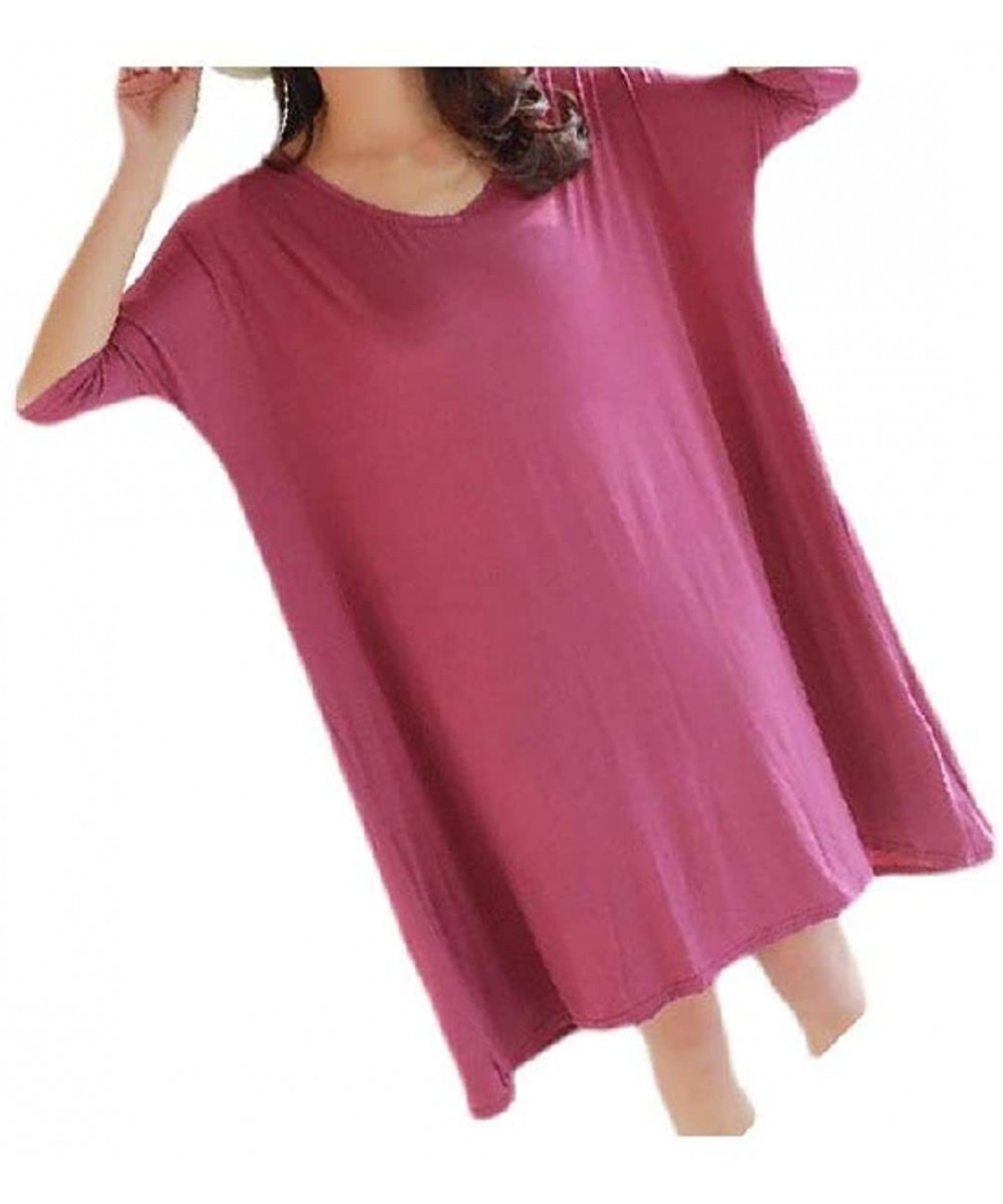 Tops Women Mid-Length V Neck Solid Plus-Size Half Sleeve Fitted Loungewear - 3 - CL190XCT4O9