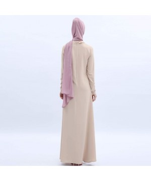 Robes Womens Long Sleeve Maxi Dress Muslim Abaya Robe Plain Simple Modern Islamic Arabic Style Casual Dress 241 khaki - CI199...